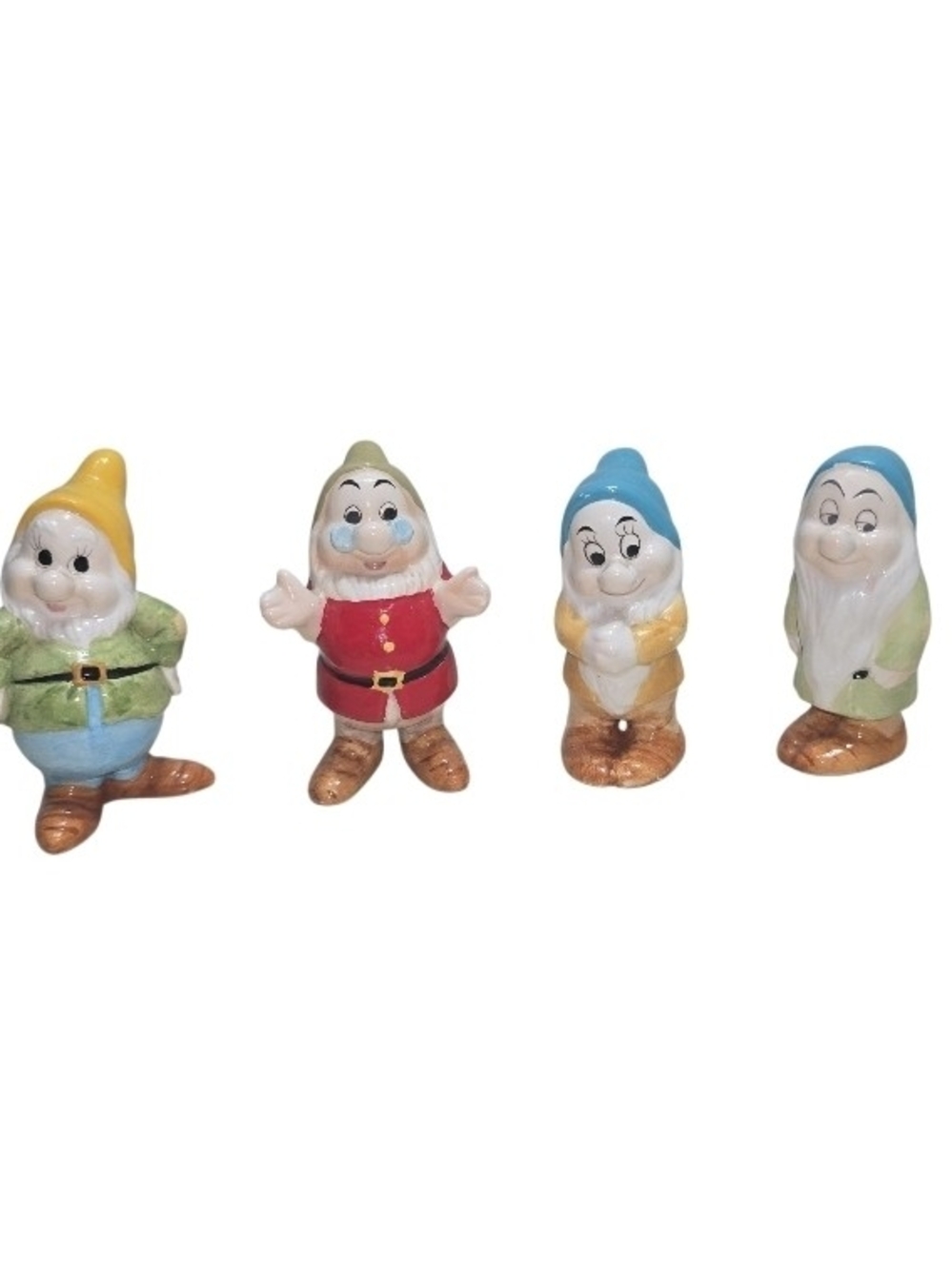 Snow White & The Seven Dwarves Figurines Musician Lot Of 4  Porcelain China Vtg